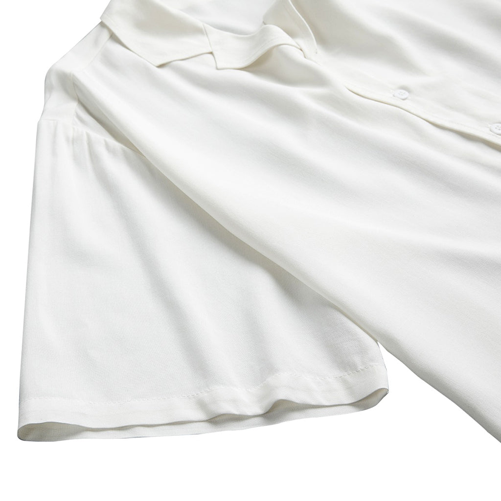 White Marble Print Rayon Hawaiian Shirt