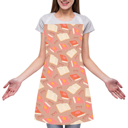 Reading Books And Glasses Pattern Print Adjustable Apron