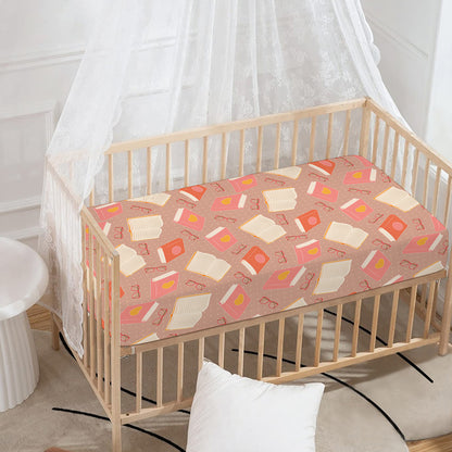 Reading Books And Glasses Pattern Print Baby Crib Sheet