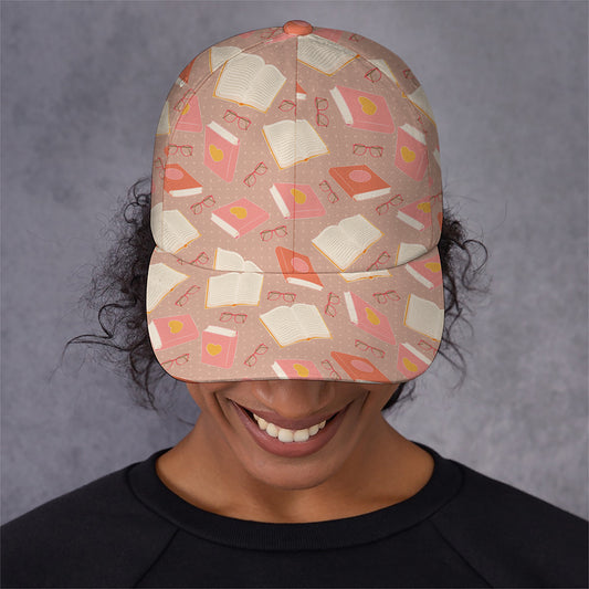Reading Books And Glasses Pattern Print Baseball Cap