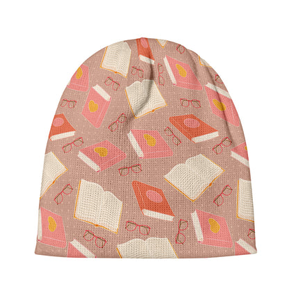 Reading Books And Glasses Pattern Print Beanie
