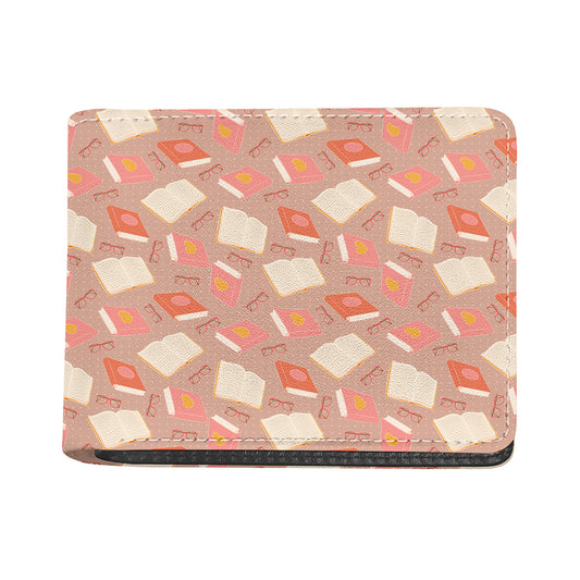 Reading Books And Glasses Pattern Print Bifold Wallet