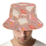 Reading Books And Glasses Pattern Print Bucket Hat