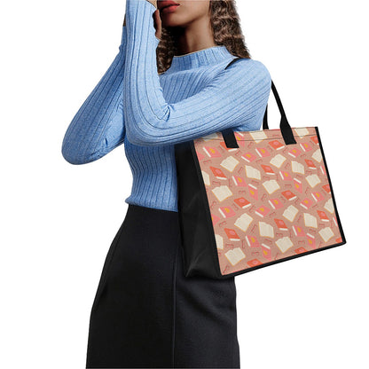Reading Books And Glasses Pattern Print Canvas Tote Bag