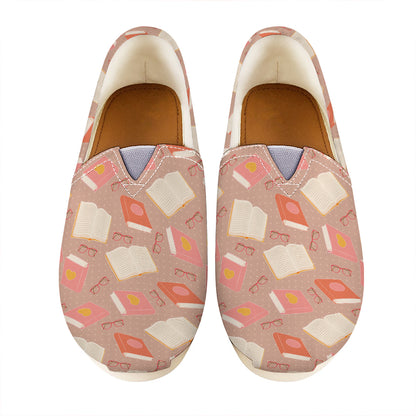 Reading Books And Glasses Pattern Print Casual Shoes