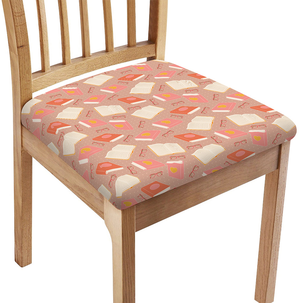 Reading Books And Glasses Pattern Print Chair Cushion Cover
