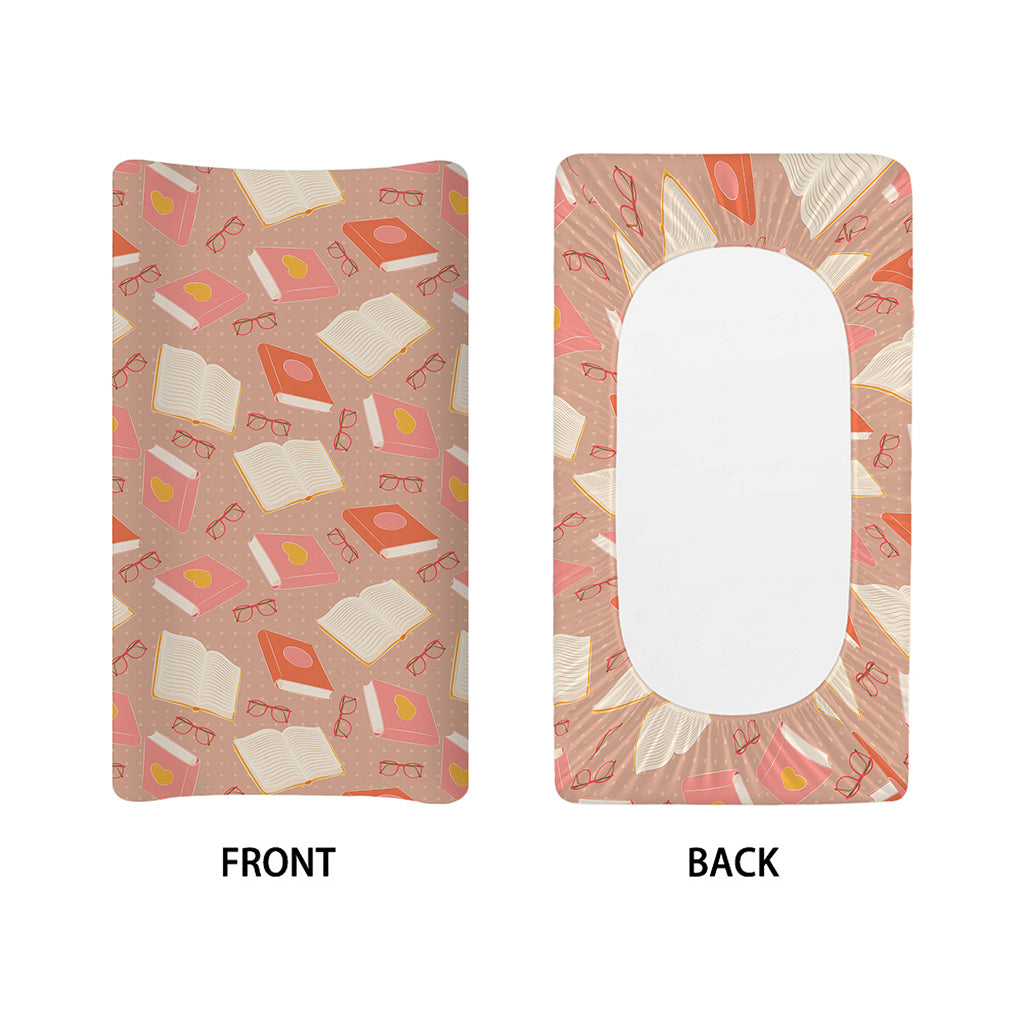 Reading Books And Glasses Pattern Print Changing Pad Cover