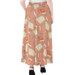 Reading Books And Glasses Pattern Print Chiffon Maxi Skirt