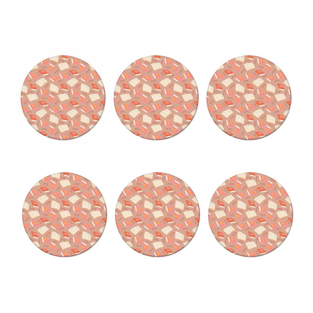 Reading Books And Glasses Pattern Print Coaster Set