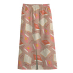 Reading Books And Glasses Pattern Print Cotton Front Slit Maxi Skirt