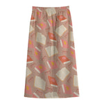 Reading Books And Glasses Pattern Print Cotton Front Slit Maxi Skirt