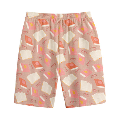 Reading Books And Glasses Pattern Print Cotton Shorts