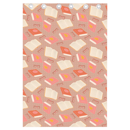 Reading Books And Glasses Pattern Print Curtain