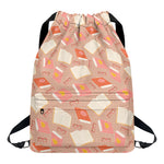 Reading Books And Glasses Pattern Print Drawstring Backpack