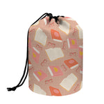 Reading Books And Glasses Pattern Print Drawstring Makeup Bag