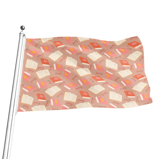 Reading Books And Glasses Pattern Print Flag