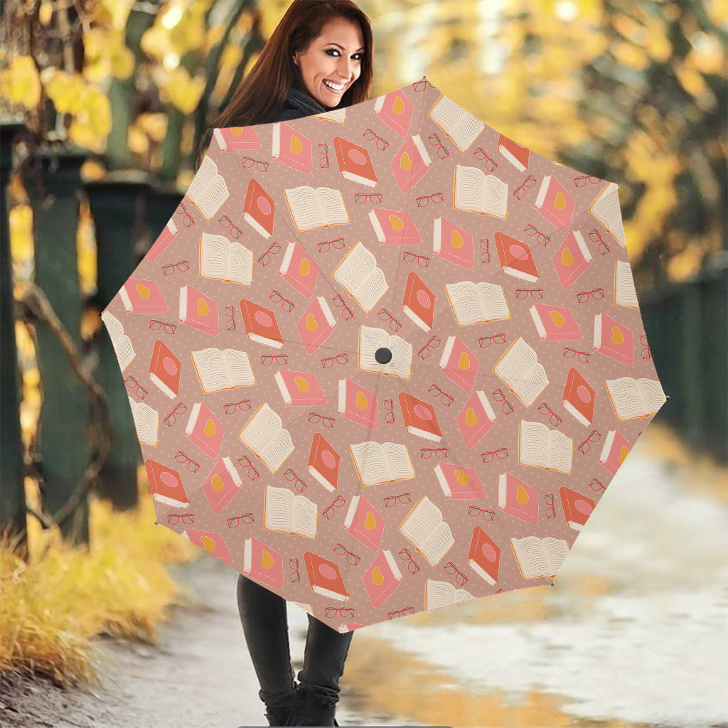 Reading Books And Glasses Pattern Print Foldable Umbrella