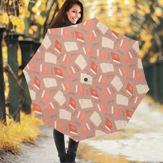 Reading Books And Glasses Pattern Print Foldable Umbrella