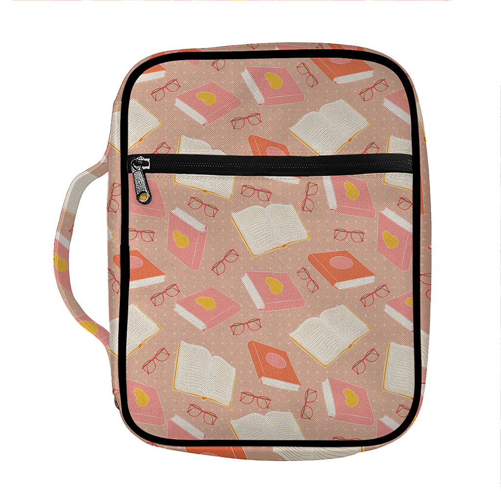 Reading Books And Glasses Pattern Print Front Pocket Bible Bag
