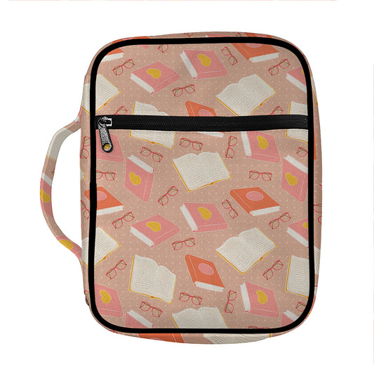 Reading Books And Glasses Pattern Print Front Pocket Bible Bag