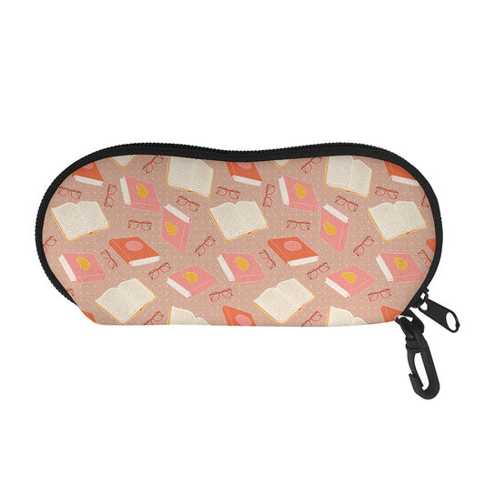 Reading Books And Glasses Pattern Print Glasses Case