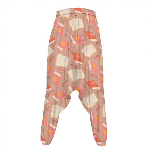 Reading Books And Glasses Pattern Print Hammer Pants