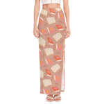 Reading Books And Glasses Pattern Print High Slit Maxi Skirt