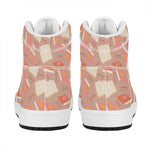 Reading Books And Glasses Pattern Print High Top Leather Sneakers
