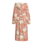 Reading Books And Glasses Pattern Print Hooded Bathrobe