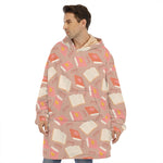 Reading Books And Glasses Pattern Print Hoodie Blanket