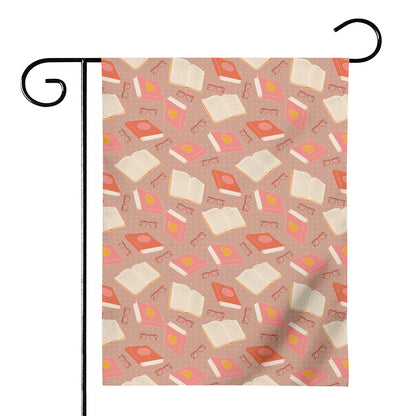 Reading Books And Glasses Pattern Print House Flag