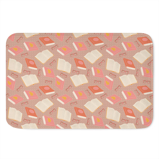 Reading Books And Glasses Pattern Print Indoor Door Mat