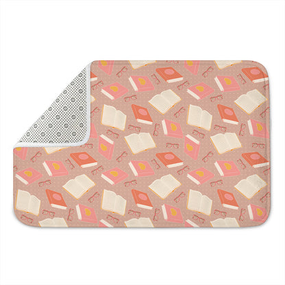 Reading Books And Glasses Pattern Print Indoor Door Mat