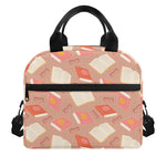 Reading Books And Glasses Pattern Print Insulated Lunch Bag