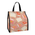 Reading Books And Glasses Pattern Print Insulated Lunch Tote