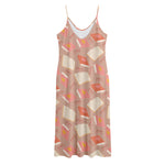 Reading Books And Glasses Pattern Print Jersey Midi Cami Dress