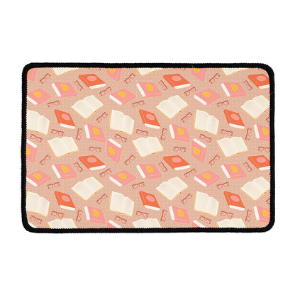Reading Books And Glasses Pattern Print Kitchen Mat