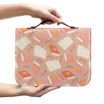 Reading Books And Glasses Pattern Print Leather Bible Cover
