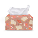 Reading Books And Glasses Pattern Print Leather Tissue Box Cover