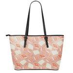 Reading Books And Glasses Pattern Print Leather Tote Bag