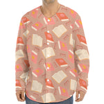 Reading Books And Glasses Pattern Print Long Sleeve Baseball Jersey