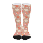 Reading Books And Glasses Pattern Print Long Socks
