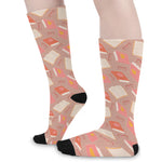 Reading Books And Glasses Pattern Print Long Socks