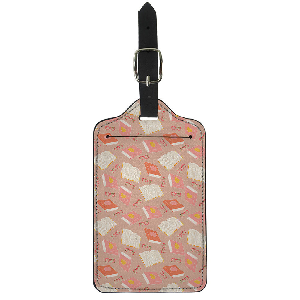 Reading Books And Glasses Pattern Print Luggage Tag