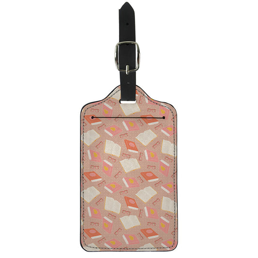 Reading Books And Glasses Pattern Print Luggage Tag