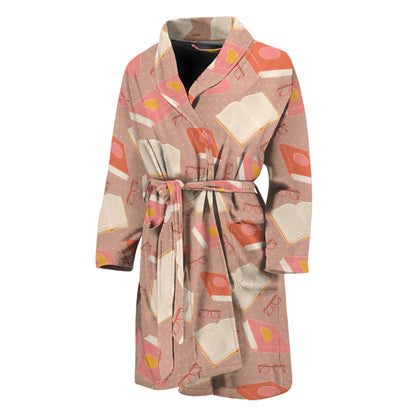 Reading Books And Glasses Pattern Print Men's Bathrobe