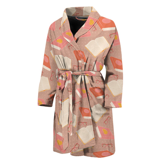 Reading Books And Glasses Pattern Print Men's Bathrobe