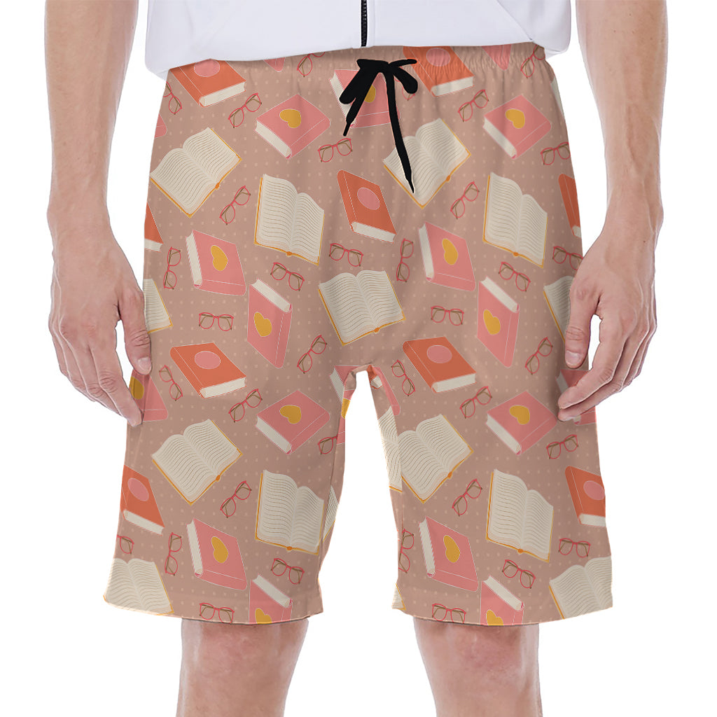 Reading Books And Glasses Pattern Print Men's Beach Shorts