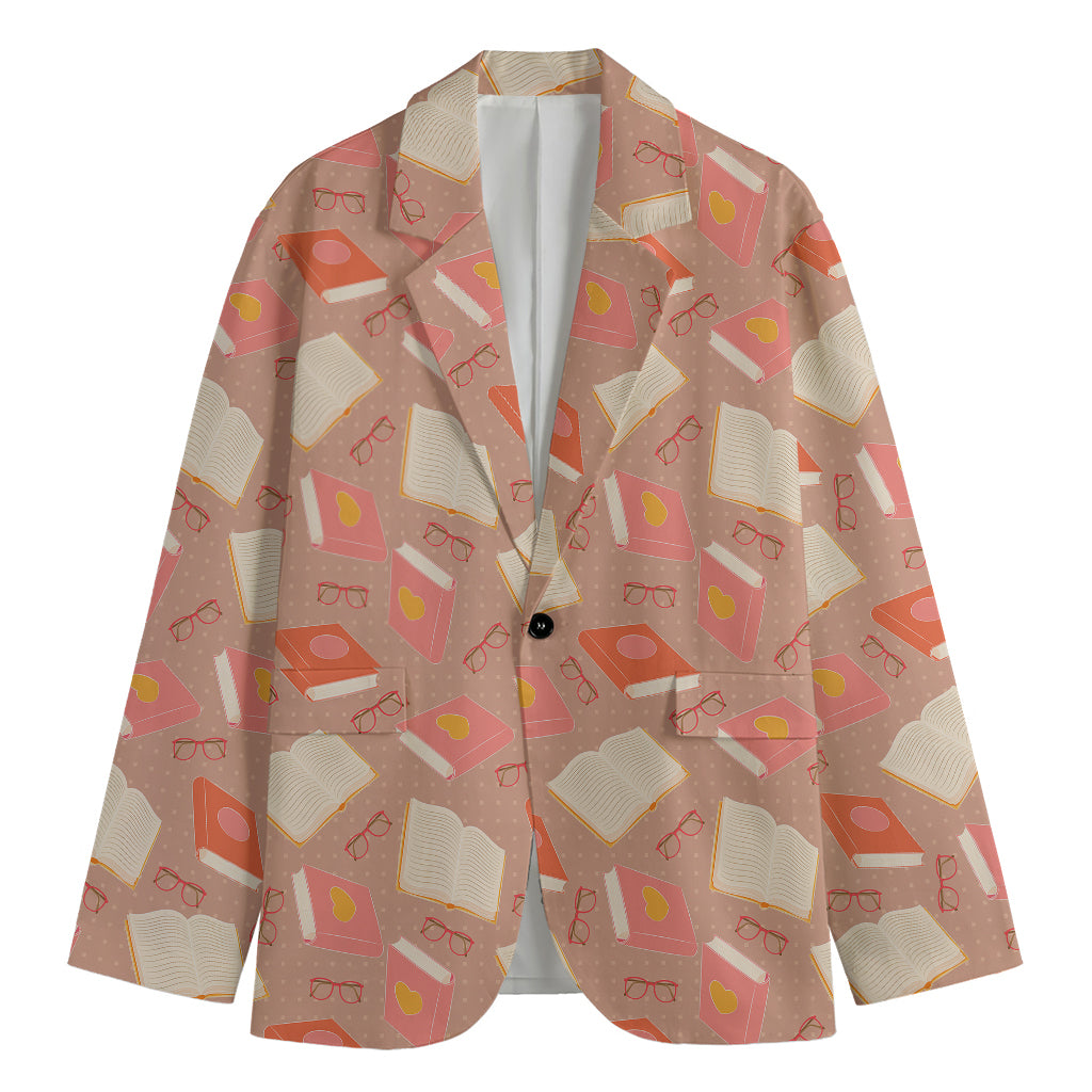 Reading Books And Glasses Pattern Print Men's Cotton Blazer