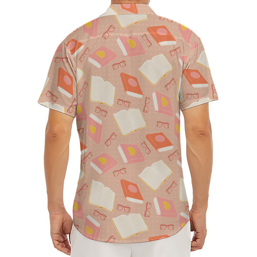 Reading Books And Glasses Pattern Print Men's Deep V-Neck Shirt